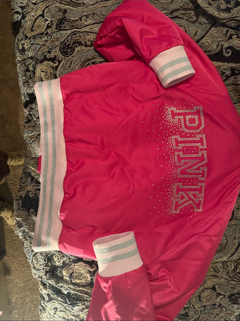PINK Rhinestone Varsity Bomber Jacket - Hot Pink
Matching Pink keychains